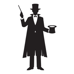Eccentric Magician silhouette, pushing the boundaries of reality - Magician illustration - Minimalist Magician vector - Profession silhouette
