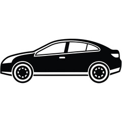 Set of car icons and vehicles including trucks, vans, buses, taxis, and sedans in a variety of silhouettes and designs, representing transportation and travel