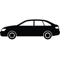 Fototapeta premium Set of car icons and vehicles including trucks, vans, buses, taxis, and sedans in a variety of silhouettes and designs, representing transportation and travel