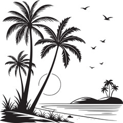 Fototapeta premium Cuban Royal Palm tree silhouette vector illustration