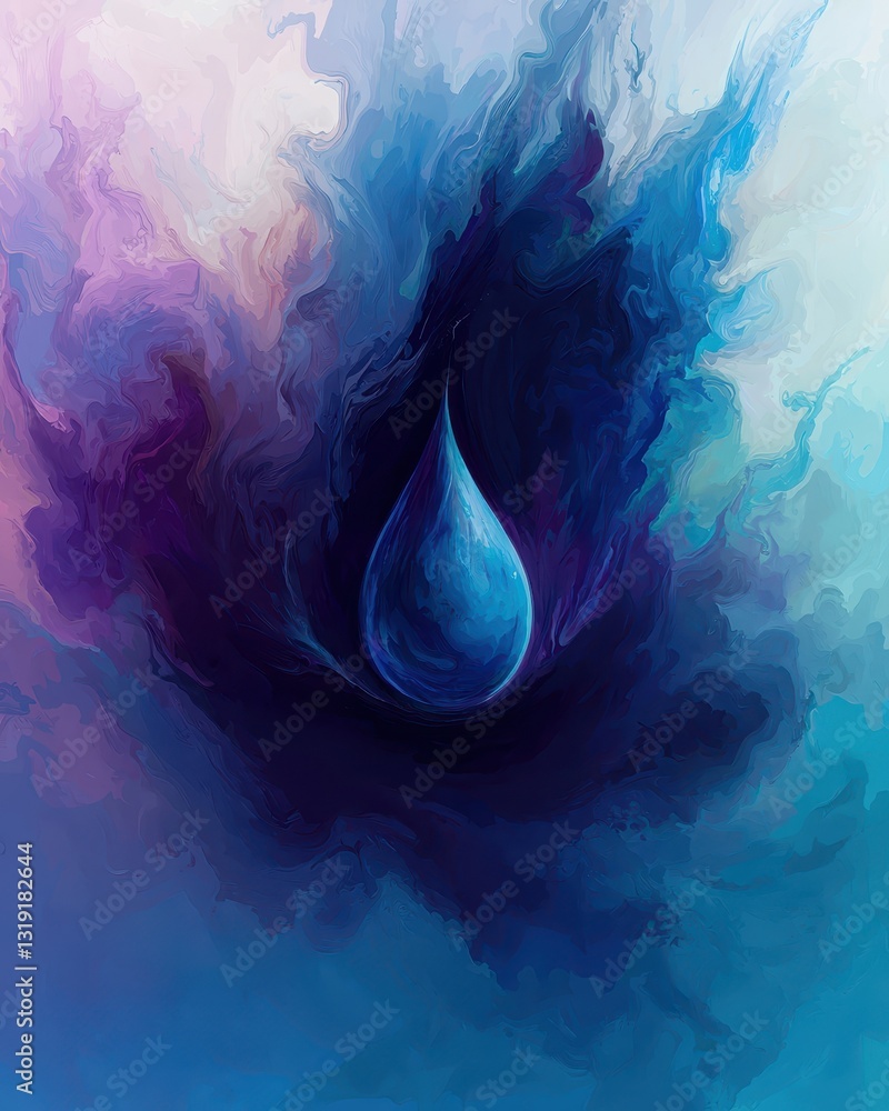 Aufkleber abstract colorful drop on artistic background with fluid swirls and tones