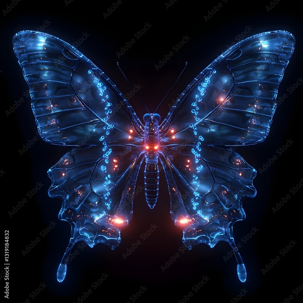 Aufkleber glowing butterfly with symmetrical dna patterns symbolizing precision in genetic engineering