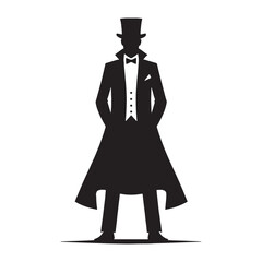 Unbelievable Magician silhouette, leaving spectators in awe - Magician illustration - Minimalist Magician vector - Profession silhouette
