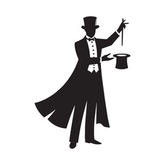 Puzzle Master Magician silhouette, challenging minds with magical riddles - Magician illustration - Minimalist Magician vector - Profession silhouette
