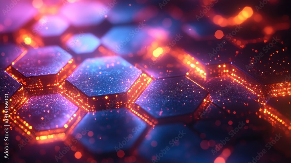 Poster a mesmerizing hexagonal pattern filled with radiant colors presents an eye-catching visual experienc