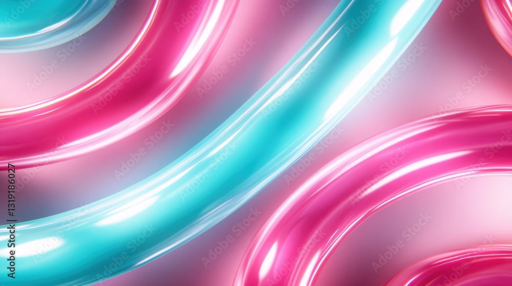 Aufkleber a mesmerizing composition of intertwining blue and pink forms that create a sense of fluidity and el