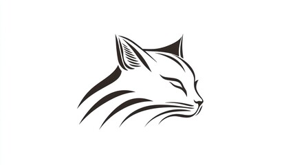 Obraz premium Profile view of a stylized cat head, simple line art, ideal for logo or icon