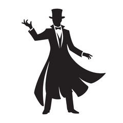 Enigmatic Magician silhouette, weaving spells of amazement - Magician illustration - Minimalist Magician vector - Profession silhouette
