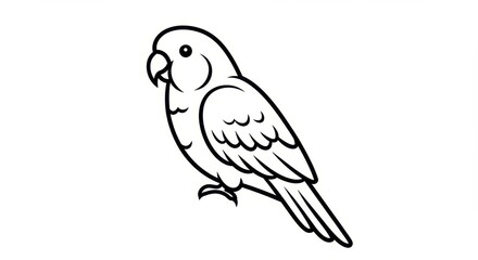 Simplified Line Drawing of a Parrot