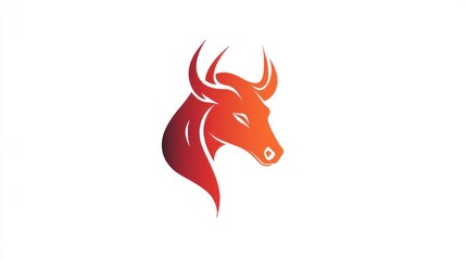 Red bull profile logo, abstract, simple graphic design, background white, use for business identity, branding