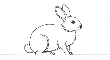 Obraz premium Simplified Line Drawing of a Rabbit