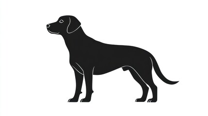 Fototapeta premium Black Labrador Silhouette, Profile View, Simple Line Art Illustration, Suitable for Pet Product or Branding