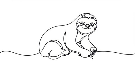 Obraz premium Simplified Line Drawing of a Sloth