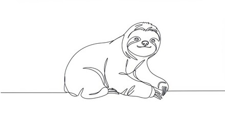 Obraz premium Simplified Line Drawing of a Sloth