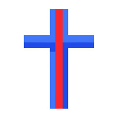 Obraz premium Modern Minimalist Easter Cross. Blue Strokes Vector Illustration flat hope icon faith clean