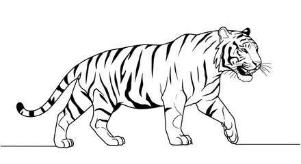 Obraz premium Simplified Line Drawing of a Tiger