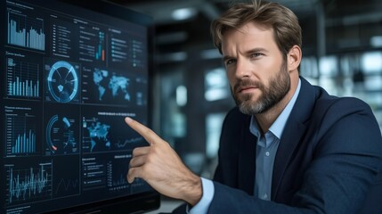 Obraz premium Data analytics presentation by professional in modern office environment