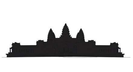 Simplified Line Drawing of Angkor Wat Temple