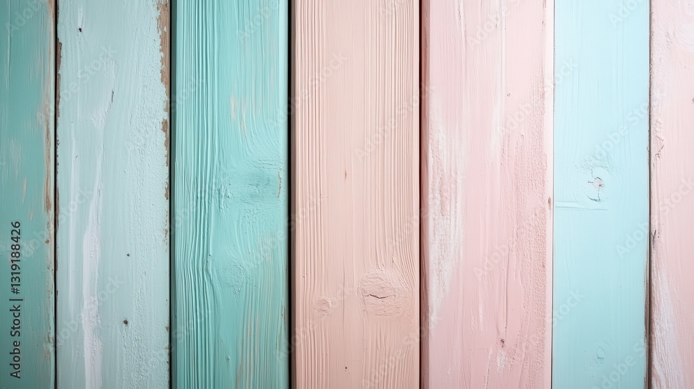 Aufkleber this image displays a captivating arrangement of colorful wooden planks in soft pastel shades, provi