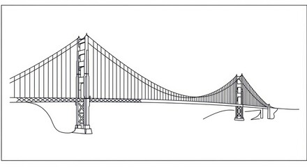 Simplified Golden Gate Bridge Line Drawing