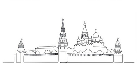 Fototapeta premium Simplified Line Drawing of the Kremlin
