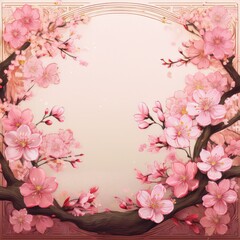 Fototapeta premium beautiful border frame of sakura tree background, copy space image