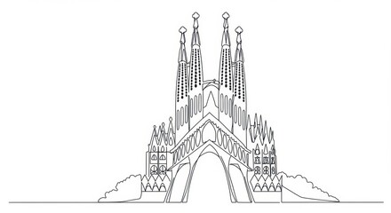 Simplified Line Drawing of Sagrada Familia