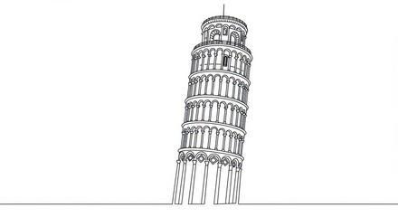Simplified Line Drawing of the Leaning Tower of Pisa