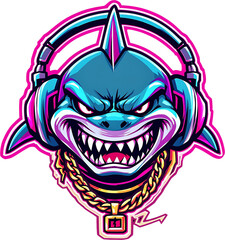 Fototapeta premium Mascot logo of Shark Animal - Graphic Design png
