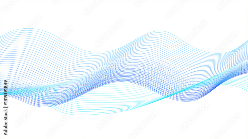 Wall mural abstract vector wavy lines flowing smooth curve colorful gradient purple blue on transparent backgro