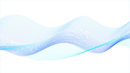 Abstract vector wavy lines flowing smooth curve colorful gradient purple blue on transparent background.