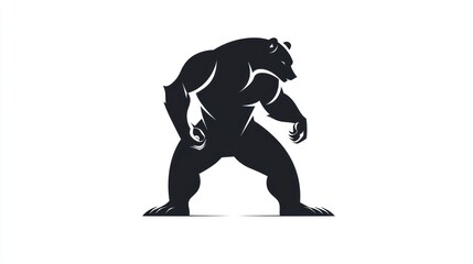 Obraz premium Powerful bear silhouette, strong stance, wildlife, logo potential