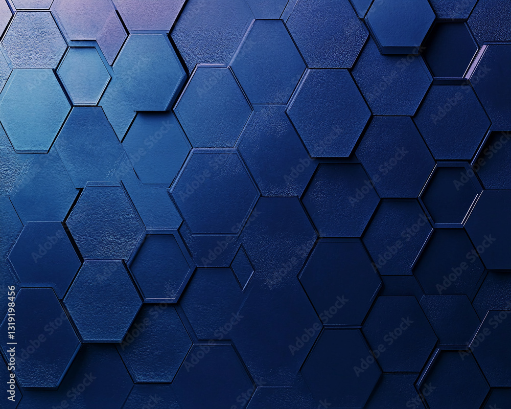 Aufkleber Dark blue hexagon pattern texture, creating a geometric and sophisticated appearance, showcasing a modern and tech-inspired design, ideal for background or banner