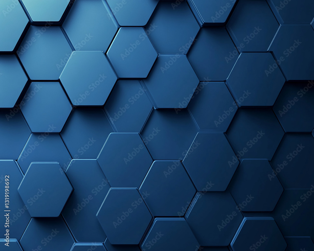 Aufkleber Abstract image of dark blue hexagonal shapes, creating a geometric pattern, showcasing a modern and technological design, suitable for background or presentation