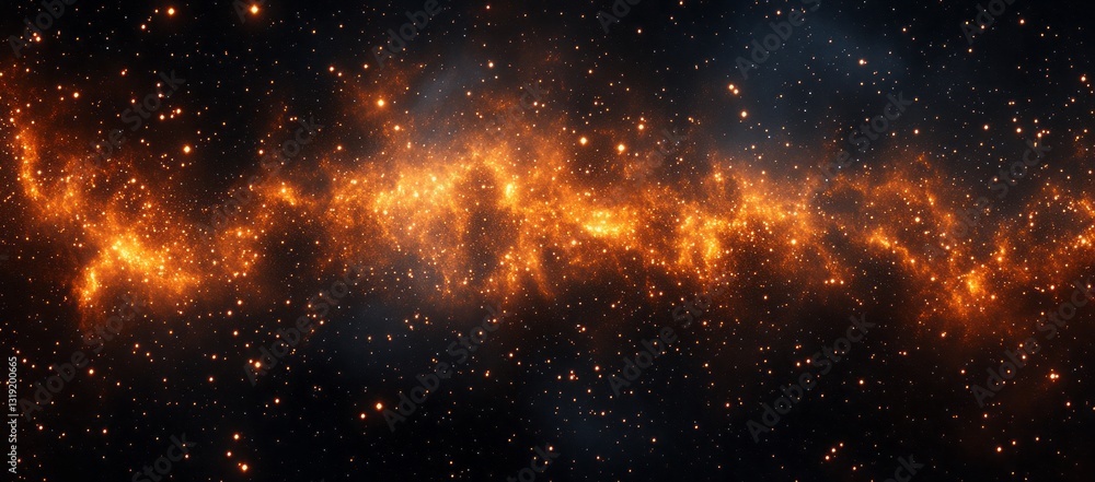 Poster a long orange line of stars with many small stars in between. a stunning nebula in the universe, wit