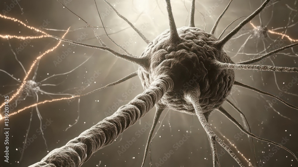 Poster neuron network, illuminated, brain cell structure