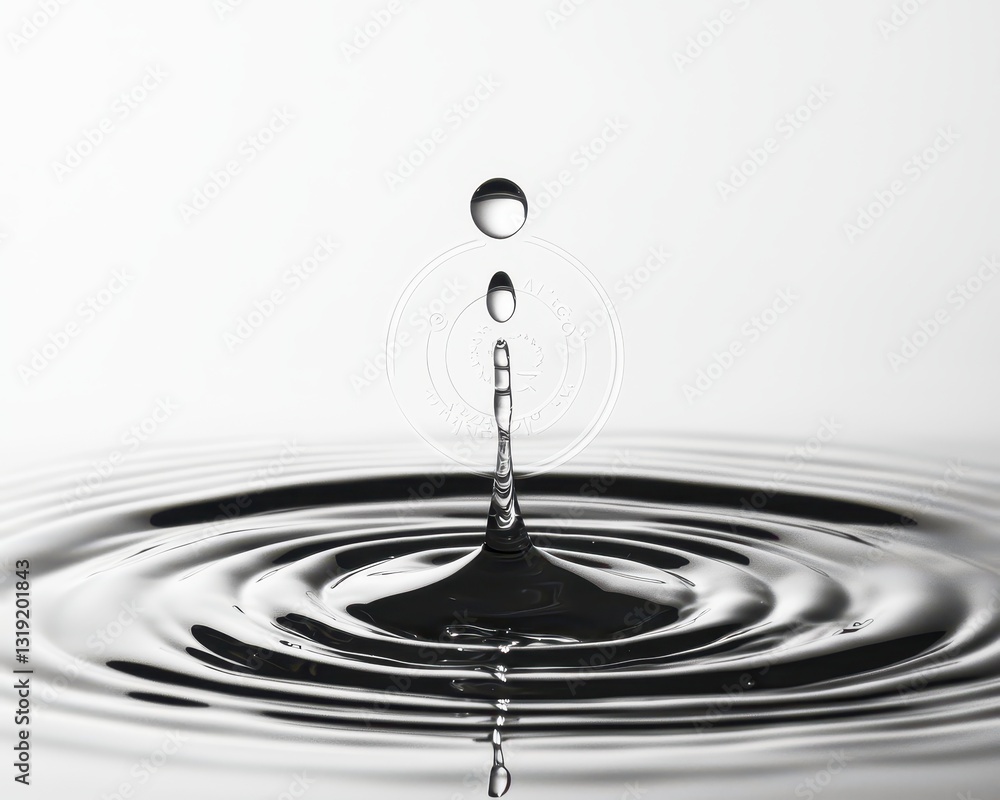 Poster elegant water drop creating ripples in calm surface