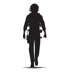 Night Flight Pilot silhouette, navigating the stars - Pilot illustration - Minimalist Pilot vector - Profession silhouette
