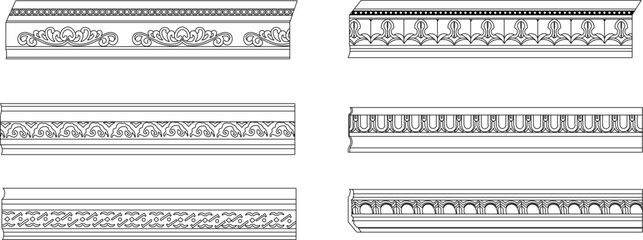 Neoclassical Style Decor silhouette design vector illustration ceiling ornament