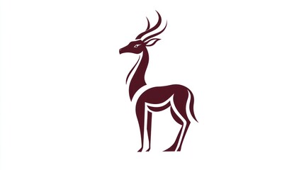 Fototapeta premium Silhouetted Deer, Profile View, Decorative Style, Graphic Design