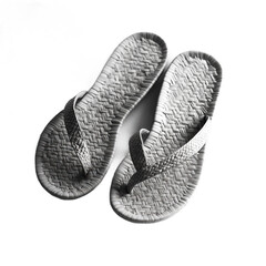 Grey Woven Flip Flops on White Background Transparent PNG Background