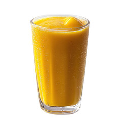 Golden Mango Smoothie in Glass, Icy Refreshing Texture Transparent PNG Background