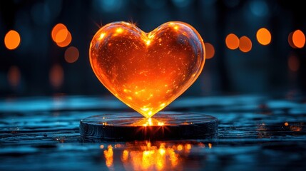Fototapeta premium Glowing Heart: A Symbol of Love and Passion