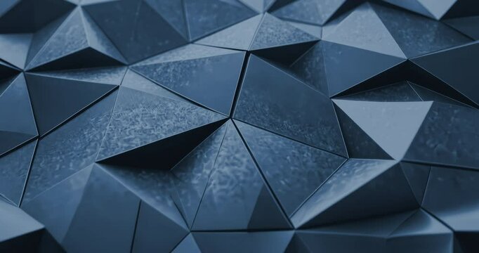 Dark Abstract Polygonal Surface Moving Smoothly. Dynamic abstract polygonal shapes slowly moving, creating a futuristic 3D background. 