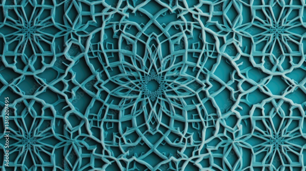 Poster intricate teal mandala design abstract 3d pattern background texture image
