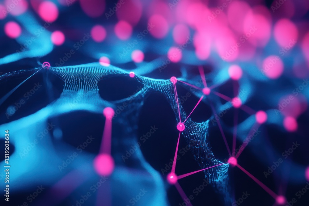 Aufkleber abstract digital network with glowing nodes and connections