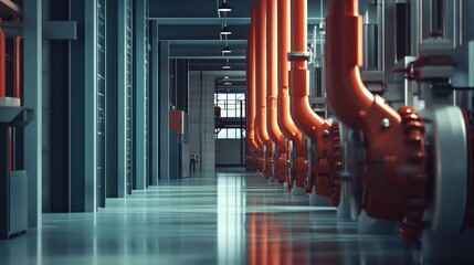 Industrial Corridor with Piping and Machinery