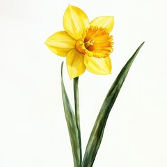 Fototapeta premium Vibrant Yellow Daffodil Blooming in the Spring Sunshine Garden