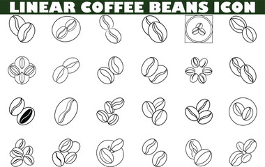 Linear Coffee Bean Icons Collection of Simple Bean Drawings