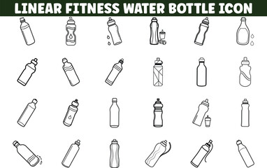 Fototapeta premium Linear Fitness Water Bottle Icons Hydration, Exercise, Design